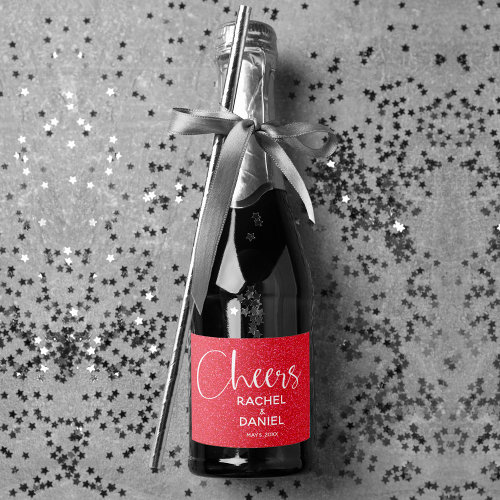 Cheers Faux RED GLITTER Wedding Mini
