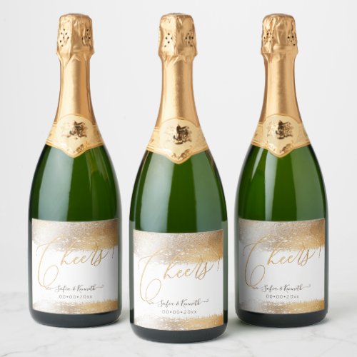 Cheers Faux Silver Gold Tone Sparkling Wine Sparkling Wine Label