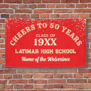 Cheers!! Festive 50th Class Reunion Party banner