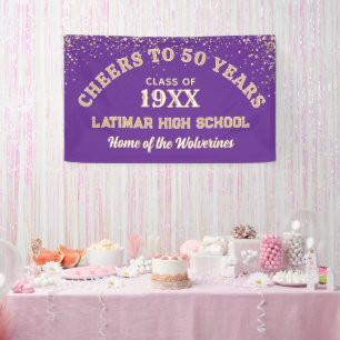Cheers!! Festive 50th Class Reunion Party banner
