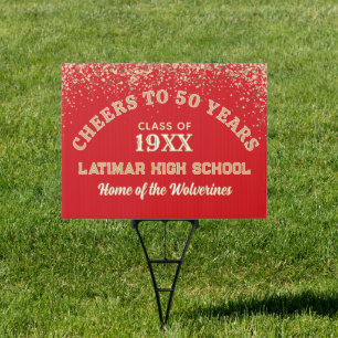 Cheers!! Festive 50th Class Reunion Party Yard Sign