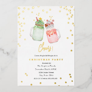 Cheers Festive Holiday Milkshakes Christmas Party Foil Invitation