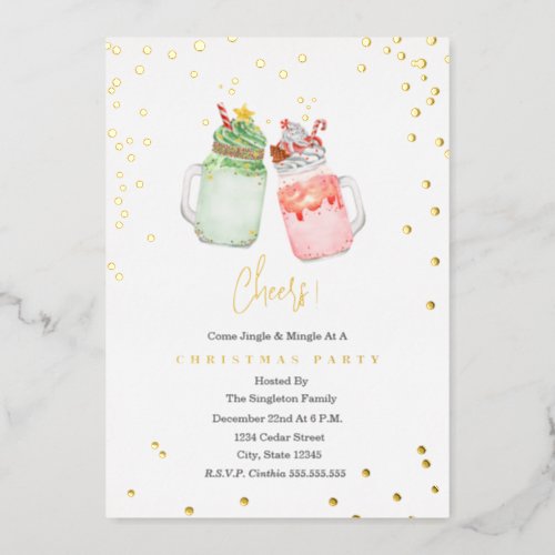 Cheers Festive Holiday Milkshakes Christmas Party  Foil Invitation