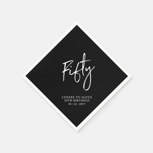Cheers Fifty  | Modern Adult 50th Birthday Party Napkins (Corner)