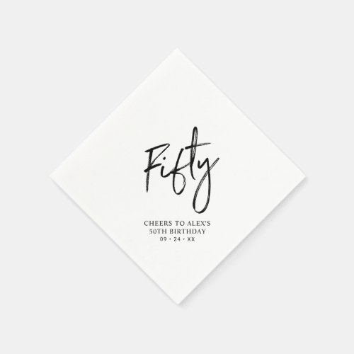 Cheers Fifty   Modern Adult 50th Birthday Party Napkins