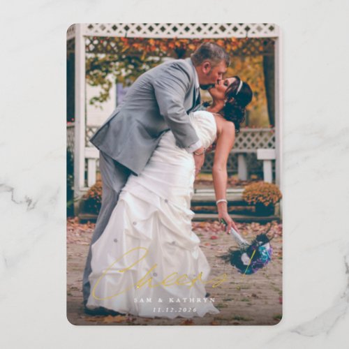 Cheers First Year Married New Year Photo Foil Holiday Card