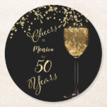 Cheers for the Years 50th Birthday Round Paper Coaster<br><div class="desc">Golden bubbly,  Cheers for the Years,  50th Birthday celebration design...  Perfect for milestone birthdays,  retirement or other celebrations... </div>