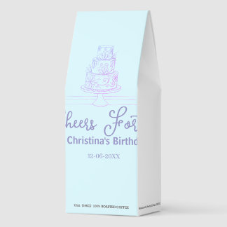 Cheers forty happy birthday cake blue purple name  roasted coffee