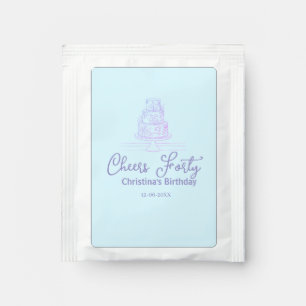 Cheers forty happy birthday cake blue purple name  tea bag drink mix