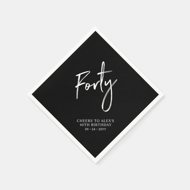 Cheers Forty | Modern Adult 40th Birthday Party Napkins (Corner)