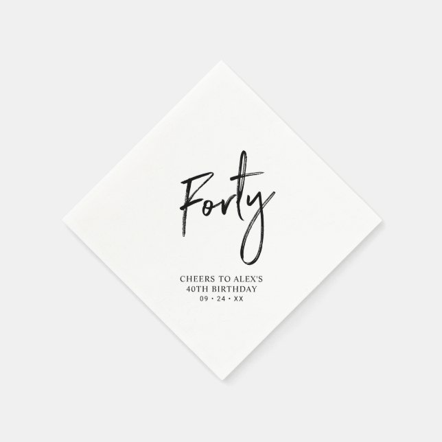 Cheers Forty | Modern Adult 40th Birthday Party Napkins (Corner)
