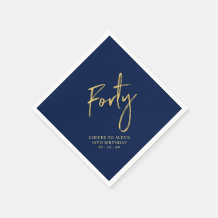 Cheers Forty Modern Navy Blue 40th Birthday Party Napkins