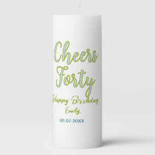 cheers forty name green blue pastel birthday elega pillar candle