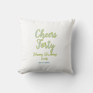 cheers forty name green blue pastel birthday elega throw pillow