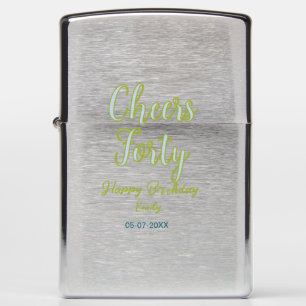 cheers forty name green blue pastel birthday elega zippo lighter