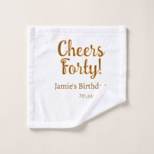 Cheers forty orange brown calligraphy birthday nam wash cloth