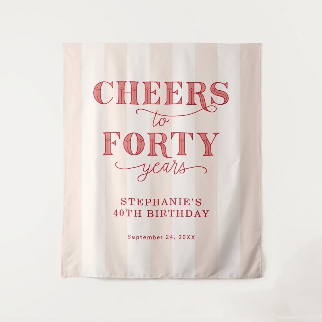 Cheers Forty Years 40th Birthday Photo Backdrop (Front)