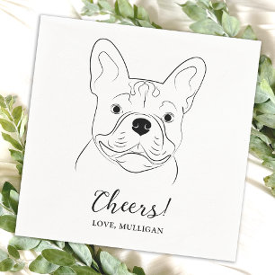 Cheers French Bulldog Personalized Dog Wedding Napkins