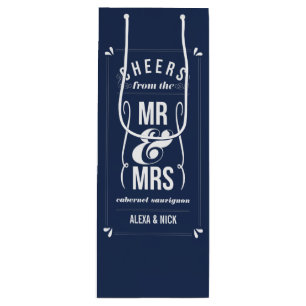 Cheers from the Mr & Mrs   ANY COLOR Wedding Favor Wine Gift Bag