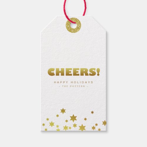 Cheers  Fun Christmas White  Gold Mini Gift Tags