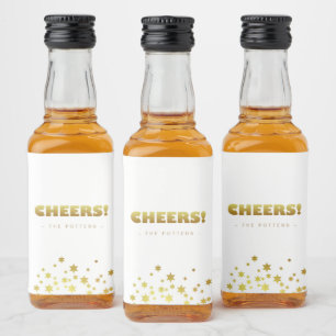Cheers   Fun Christmas White & Gold Mini Liquor Bottle Label