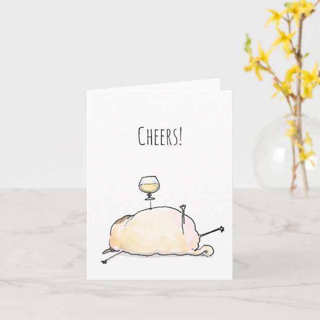 Cheers funny pug card (Yellow Flower)