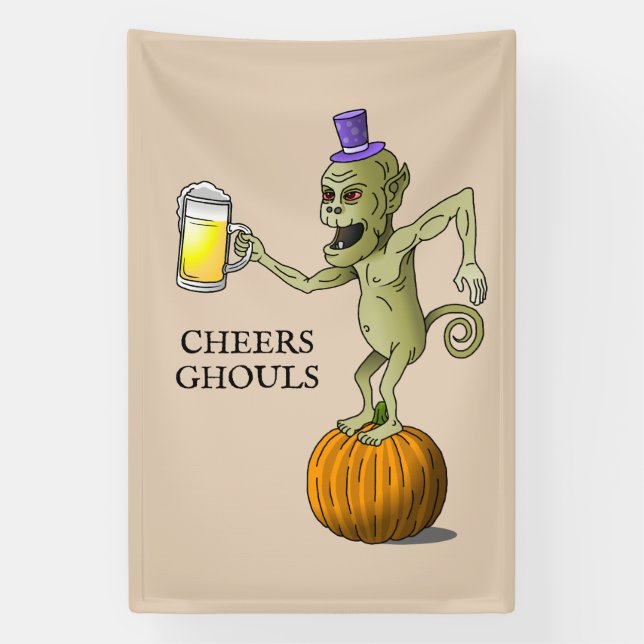 Cheers Ghouls Halloween Party Banner (Vertical)