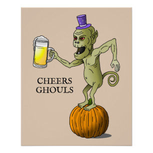 Cheers Ghouls Halloween Party Glossy Poster
