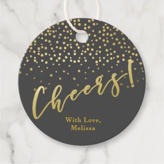 Cheers! | Glamorous Gold Sparkles Favor Tags