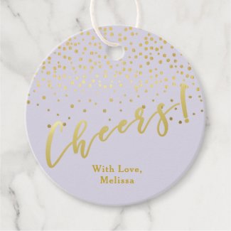 Cheers! | Glamorous Gold Sparkles Lavender Favor Tags