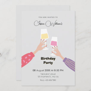 Cheers glass birthday party invitation