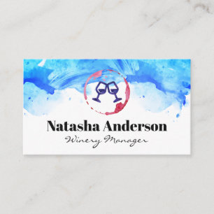 Cheers Glasses   Watercolor Background Business Card