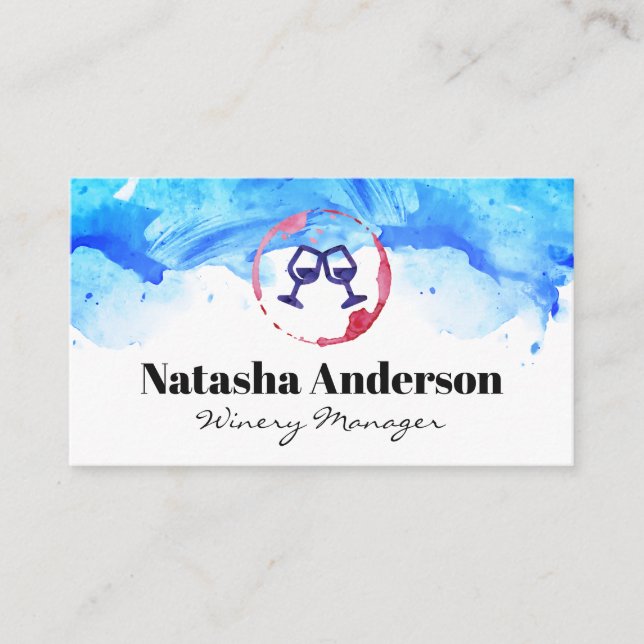 Cheers Glasses | Watercolor Background Business Card (Front)