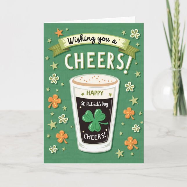 Cheers Glitter Texture St Patricks Card (Front)