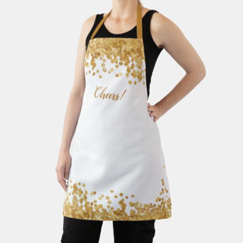 Cheers _ Gold bubbly champagne theme Apron