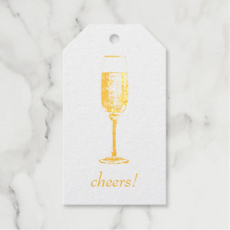 Cheers! Gold Champagne Glass Foil Gift Tags