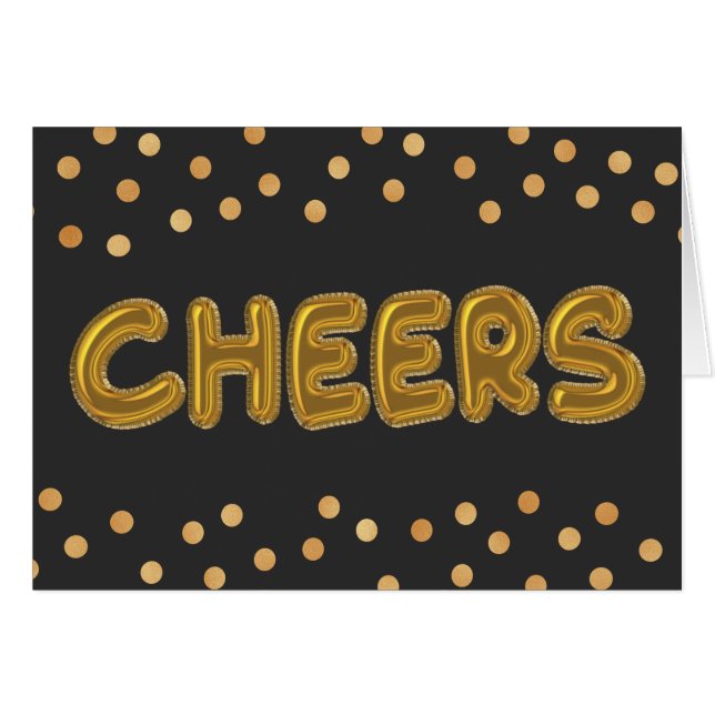Cheers Gold Foil Balloons Cards (Front Horizontal)