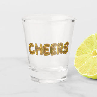 Cheers Gold Foil Balloons Shot Glass