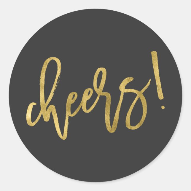 Cheers Gold Glam Party Favor Stickers (Front)