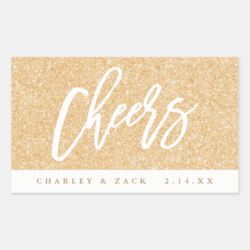 Cheers Gold Glitter Mini Wine Mini Champagne Label