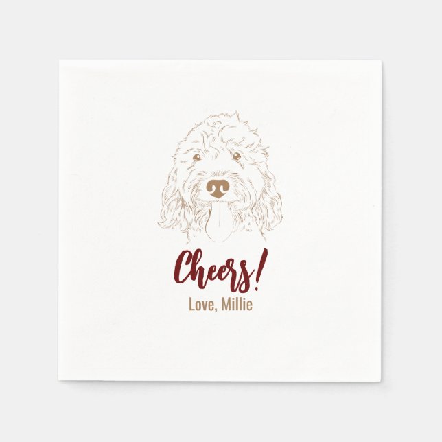 Cheers! Golden Doodle Wedding Napkins (Front)