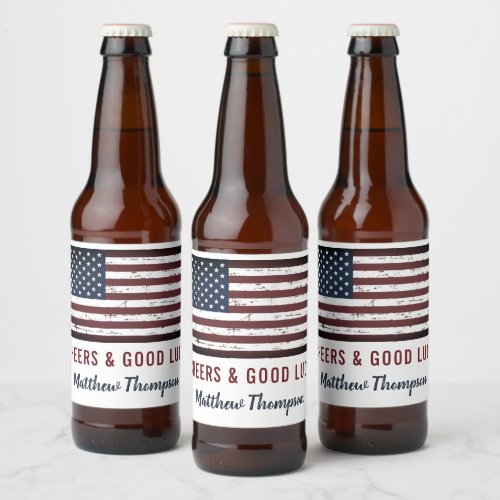 Cheers  Good Luck Soldier Going Away Party Beer Bottle Label