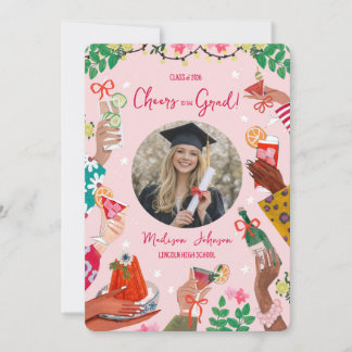 Cheers Grad Doodle Photo Graduation Announcement