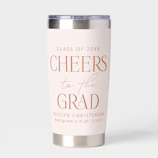 Cheers Grad Photo Collage Graduation Keepsake Insulated Tumbler (Back)