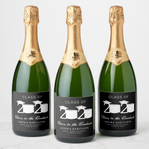 Cheers Graduate  Funny Toilet Paper Class of 2020 Sparkling Wine Label