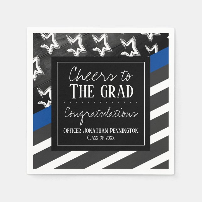 Cheers Graduation Police Officer Napkins (Front)
