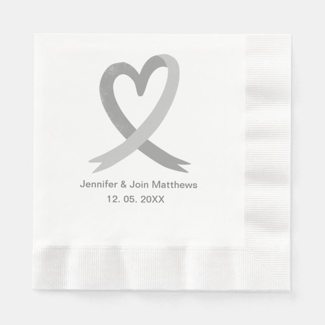 Cheers gray Calligraphy Custom Wedding Napkins (Front)