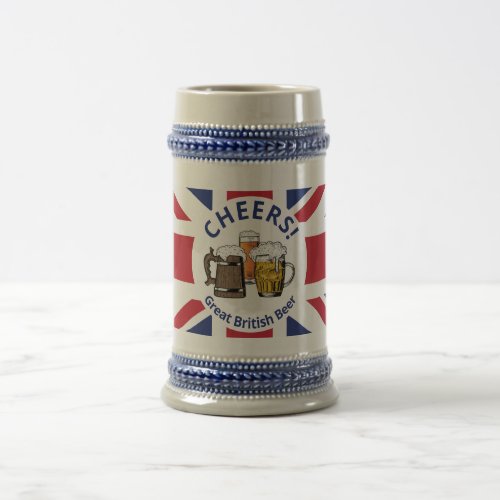 Cheers GREAT BRITAIN Custom Cartoon Union Jack Beer Stein