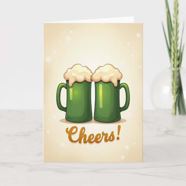 Cheers Green Beer Mugs Card (Front)