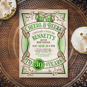 Cheers Green Beers St. Patrick's Birthday Invitation